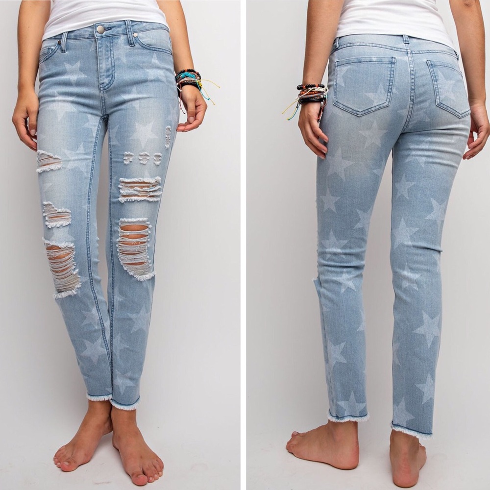 $ FIRM 🌷Last 1️⃣ Star Printed Distressed Jeans - Picture 8 of 8
